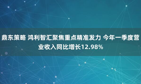 鼎东策略 鸿利智汇聚焦重点精准发力 今年一季度营业收入同比增长12.98%